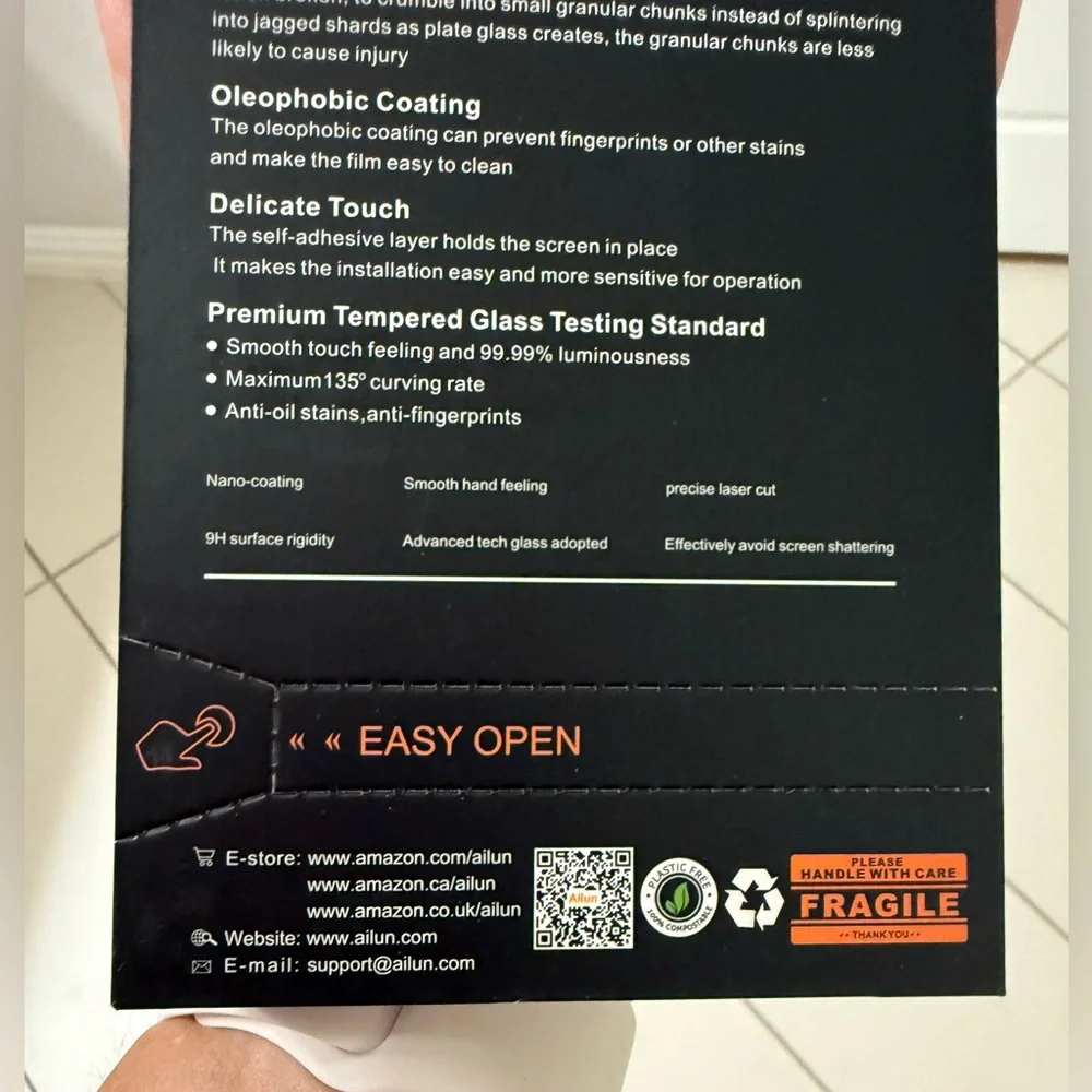 Ailun Privacy Glass Screen Protector (3-Pack) – iPhone 15 Pro Max – Unopened